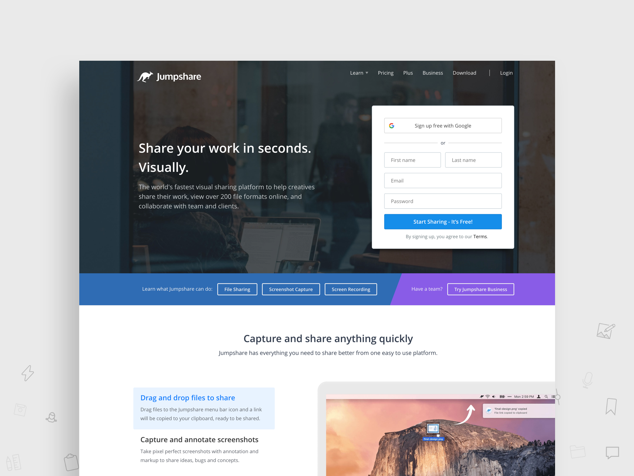 Keynote—Jumpshare Homepage v2